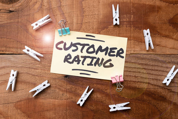 Sign displaying Customer Rating. Business approach Each point of the customers enhances the experience Colorful Perpective Positive Thinking Creative Ideas And Inspirations - Photo, Image