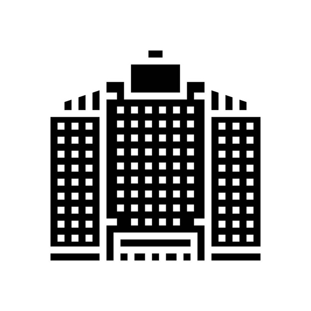irodai felhőkarcoló épület glyph ikon vektor illusztráció - Vektor, kép