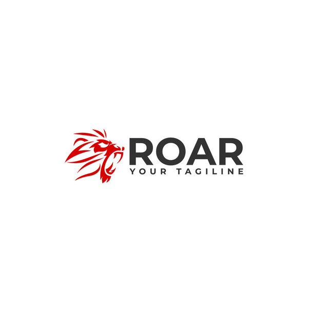 Σύγχρονη επίπεδη σχεδίαση ROAR λιοντάρι ενδιαίτημα λογότυπο σχεδιασμό - Διάνυσμα, εικόνα