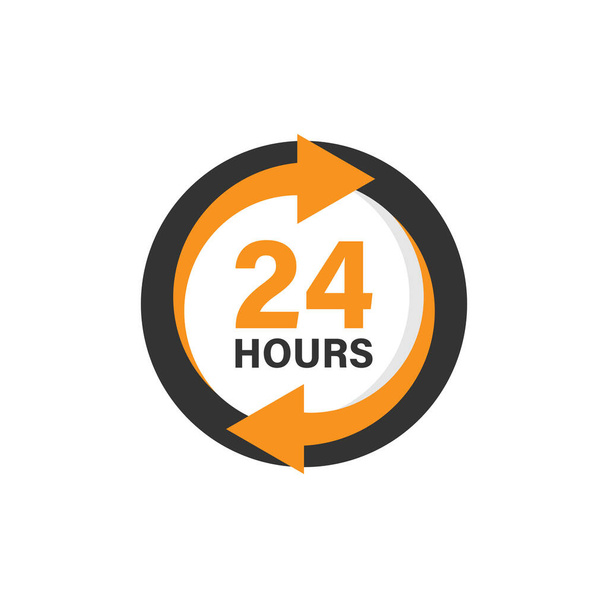 24 hours service icon in flat style. All day business and service vector illustration on isolated background. Quick service time sign business concept. - Vettoriali, immagini