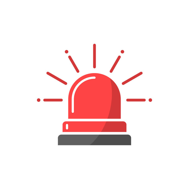Emergency alarm icon in flat style. Alert lamp vector illustration on isolated background. Police urgency sign business concept. - Vector, Image