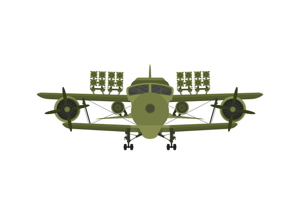 Fighter, military aircraft with missiles on board. Illustration isolated on white background. Vector - Vektor, Bild