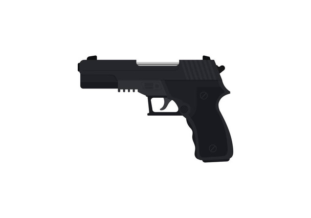 черный пистолет полиции изолирован на белом фоне - Вектор,изображение