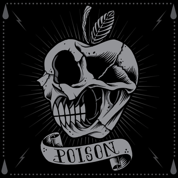 Poison Apple Skull - Wektor, obraz