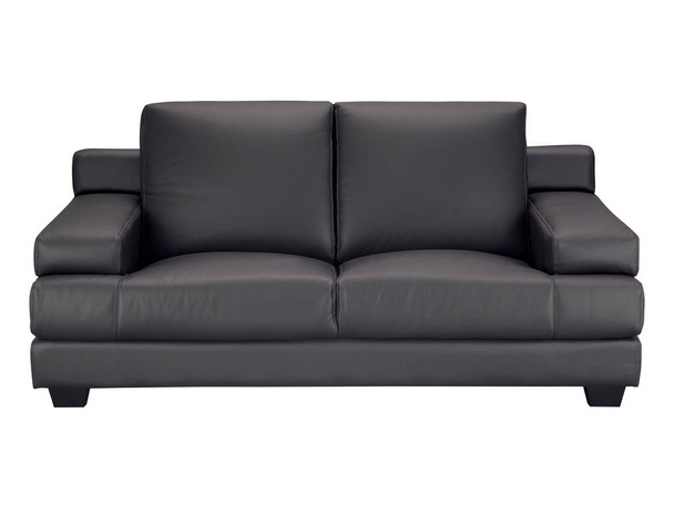 Sofá de couro preto elegante no fundo branco
 - Foto, Imagem
