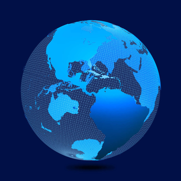 3d ilustração renderizada do planeta Terra com wireframe e pontos holográficos. Imagem do mapa fornecida pela NASA. - Foto, Imagem