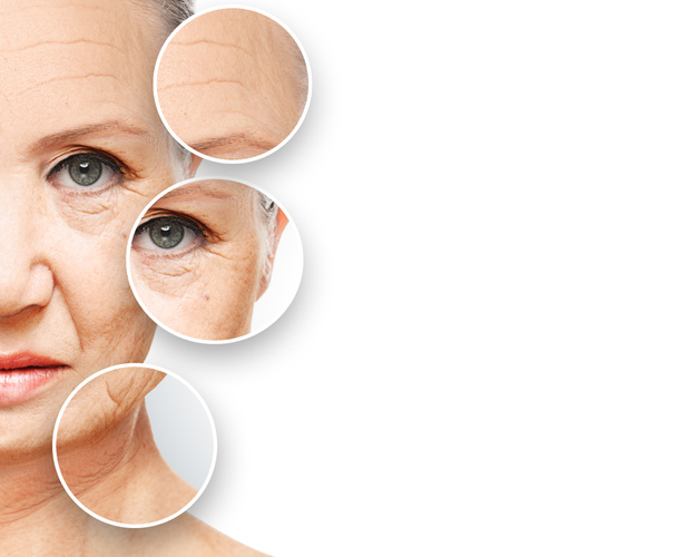 pojęcie piękna starzenia się skóry. Anti-Aging, odmładzanie, podnoszenia, podciągania skóry twarzy - Zdjęcie, obraz