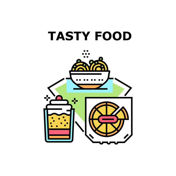 Tasty Food Dish Vector Concept Color Illustration - Vetor, Imagem