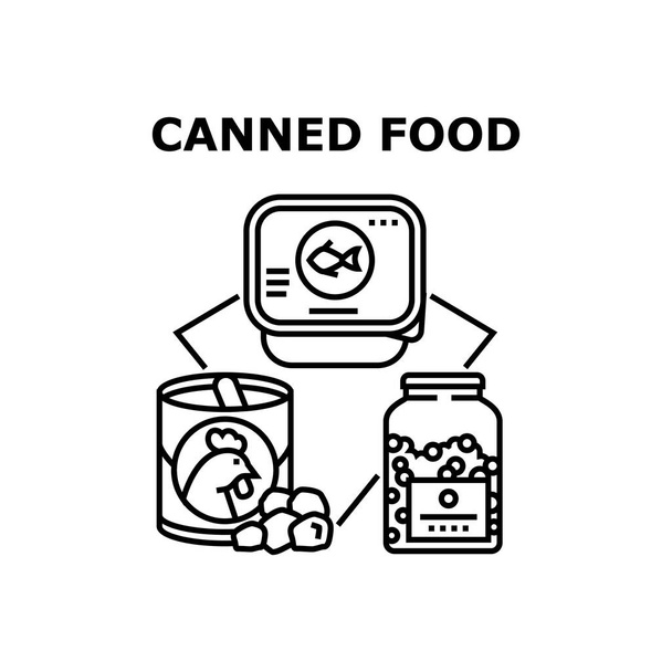 Κονσερβοποιημένο τροφίμων Vector Concept μαύρη εικονογράφηση - Διάνυσμα, εικόνα