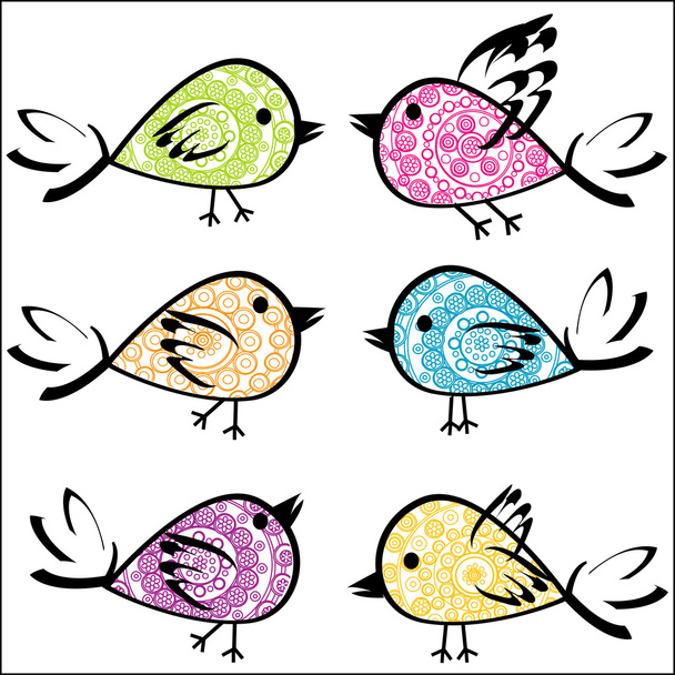 renkli desenli kuşlar set - Fotoğraf, Görsel