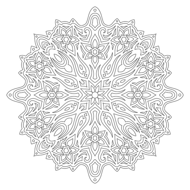 Beautiful monochrome linear vector illustration for adult coloring book page with abstract floral pattern isolated on the white background - Вектор, зображення