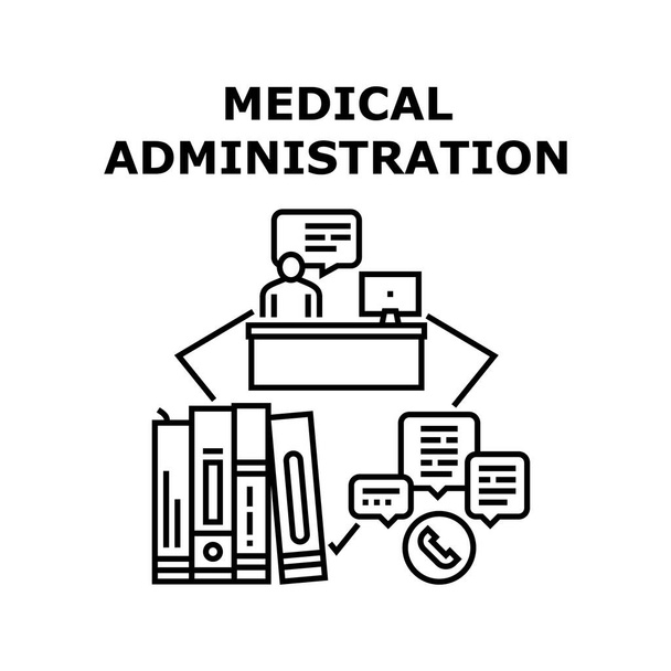 Medische administratie Concept Zwarte Illustratie - Vector, afbeelding