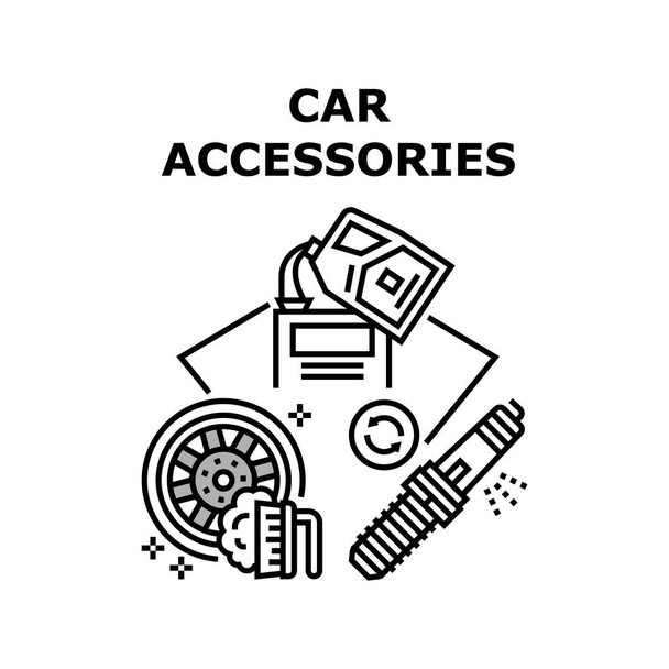 Auto Accessoires Vector Concept Zwarte Illustratie - Vector, afbeelding