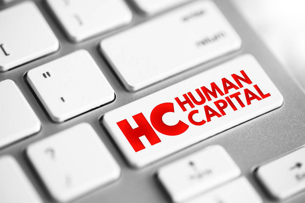 HC - Human Capital acronym text button on keyboard, business concept background - Foto, Imagem