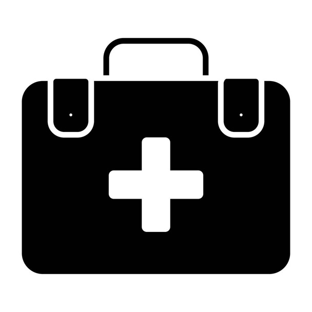 Icono de tratamiento de emergencia médica, diseño vectorial de caja de primeros auxilios - Vector, imagen