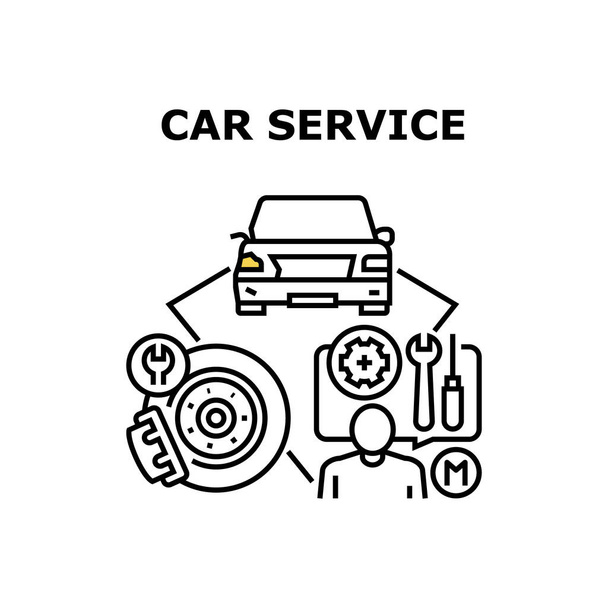Car Service Vector Concept Black Illustration - Vettoriali, immagini
