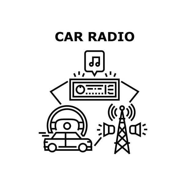 Concept de vecteur d'appareil radio de voiture Illustration noire - Vecteur, image