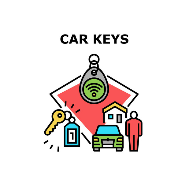 Car Keys Trinket Vector Koncepció Szín Illusztráció - Vektor, kép