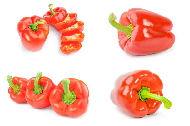Set of bulgarian pepper isolated over a white background - Foto, afbeelding