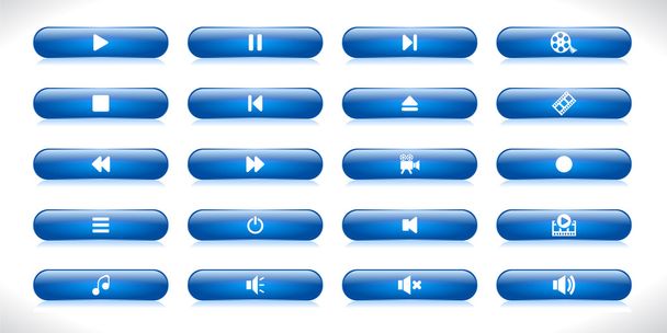 Set of media buttons - Vetor, Imagem