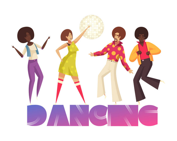 Disco Dancing People Composition - Vector, Image