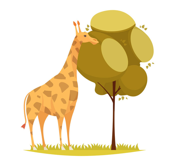 Жираф ест листья композиции - Вектор,изображение