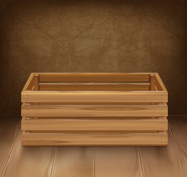Σύνθεση ξύλινου κιβωτίου αποθήκευσης - Διάνυσμα, εικόνα
