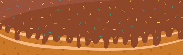 パノラマの現実的なチョコレートケーキの背景、ウェブテンプレート-ベクトルイラスト - ベクター画像