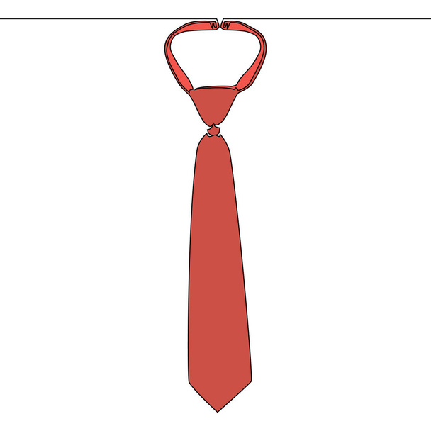 Flat colorful continuous line art drawing tie red Necktie icon vector illustration concept - Vector, Image