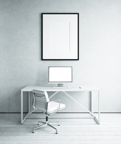 Workplace in white room - Valokuva, kuva