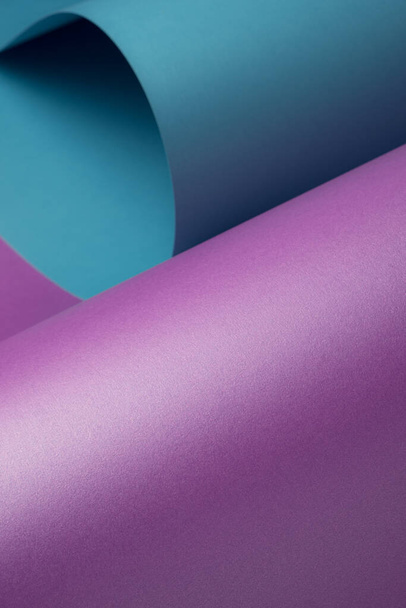 Strong violet and turquoise background with metallic gradient shapes. Fluid minimal backdrop - Foto, Imagen