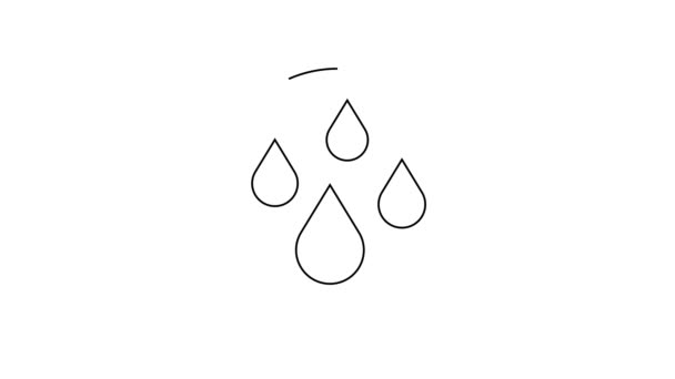 Linea nera icona goccia d'acqua isolata su sfondo bianco. Animazione grafica 4K Video motion - Filmati, video