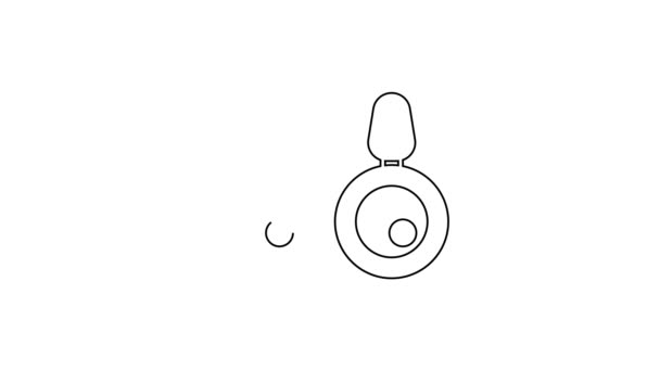 Linha preta Brincos ícone isolado no fundo branco. Acessórios de jóias. Animação gráfica em movimento de vídeo 4K - Filmagem, Vídeo