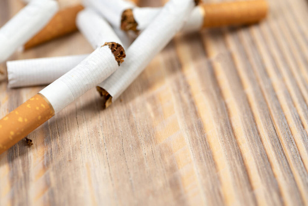 Quit smoking cigarette concept. Broken cigarettes. Quit bad habit, health care concept. I do not smoke. - Photo, image
