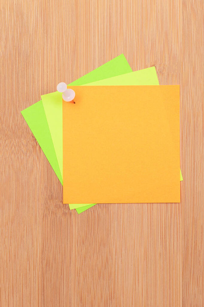 Colored Sticky Notes Pinned to the Wooden Message Board - Fotoğraf, Görsel