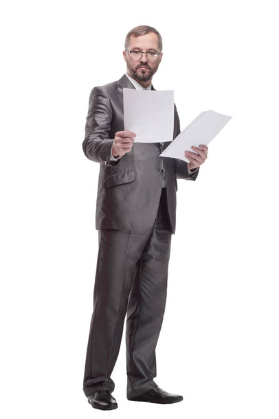 Executive business man with documents. isolated on a white background. - Φωτογραφία, εικόνα