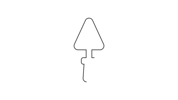 Fekete vonal Trowel ikon elszigetelt fehér háttérrel. 4K Videó mozgás grafikus animáció - Felvétel, videó