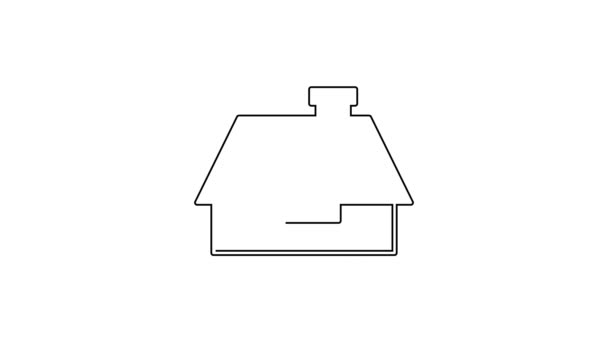 Fekete vonal House ikon elszigetelt fehér háttérrel. Otthon szimbólum. 4K Videó mozgás grafikus animáció - Felvétel, videó
