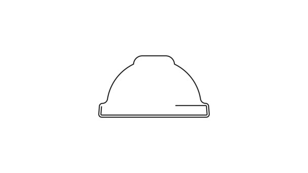 Černá čára Bezpečnostní helma pracovníka ikona izolované na bílém pozadí. Grafická animace pohybu videa 4K - Záběry, video