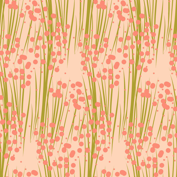 Seamless pattern pink yellow herb plant organic floral background wallpaper wrapping textile design vector illustration - Vector, Image
