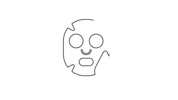 Černá čára Facial kosmetická maska ikona izolované na bílém pozadí. Kosmetika, medicína a zdravotní péče. Grafická animace pohybu videa 4K - Záběry, video