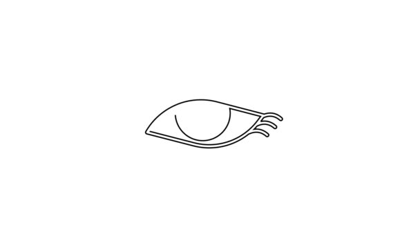 Zwarte lijn Mooie vrouw oog pictogram geïsoleerd op witte achtergrond. 4K Video motion grafische animatie - Video