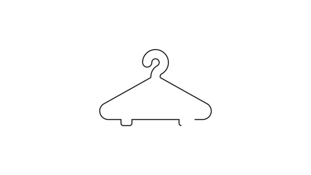 Черная линия вешалка значок шкафа изолированы на белом фоне. Значок гардероба. Символ службы одежды. Знак вешалки. Видеографическая анимация 4K - Кадры, видео