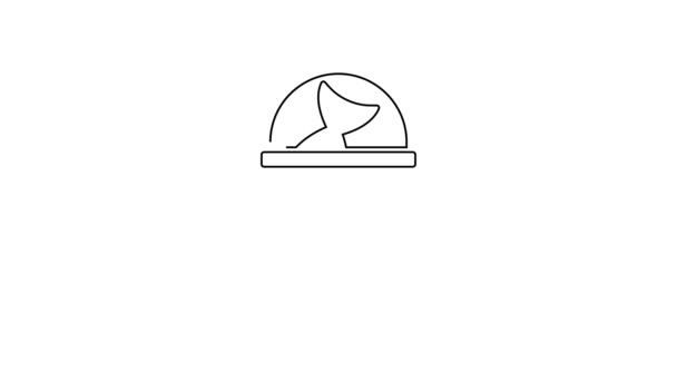 Černá čára Rybářský kbelík s ikonou ryby izolované na bílém pozadí. Ryby v kýblu. Grafická animace pohybu videa 4K - Záběry, video