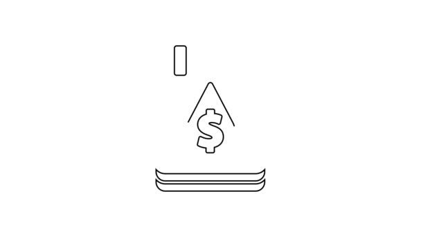 Černá čára Olejová kapka s ikonou symbolu dolaru izolované na bílém pozadí. Cena ropy. Ropný a ropný průmysl. Grafická animace pohybu videa 4K - Záběry, video
