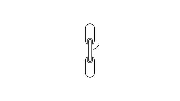 Zwarte lijn Chain link pictogram geïsoleerd op witte achtergrond. Link alleenstaand. Hyperlink kettingsymbool. 4K Video motion grafische animatie - Video