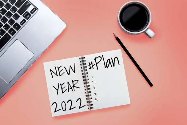 2022 Bonne année Résolution Liste des objectifs et établissement des plans - Photo, image