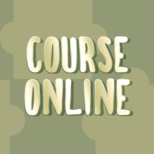 Continual title Course Online. Электронное образование Дистанционное обучение Цифровой класс Иллюстрированный фон с различными формами и цветами. - Фото, изображение