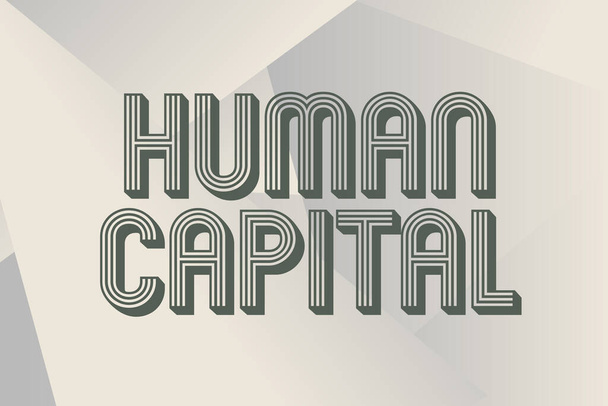 Text showing inspiration Human Capital. Business idea Intangible Collective Resources Competence Capital Education Line Illustrated Backgrounds With Various Shapes And Colours. - Foto, immagini