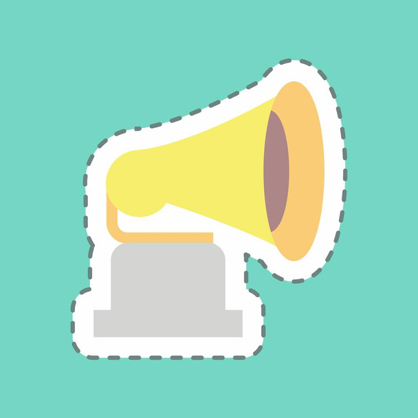 Sticker Record Player, Line Cut - Simple illustration, Good for Prints , Announcements, Etc - Vector, Image